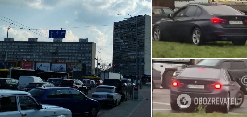 В Киеве BMW объехал пробку на Дарницкой площади по зеленой зоне. Видео